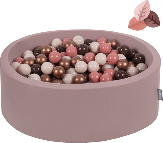KiddyMoon Piscine à balles Piscine à balles avec boules colorées 90X30cm/300 balles ∅ 7Cm Pour bébés enfants Ronde, Automne: Couleurs Marron/Rouge Cuivre/Beige Pastel/Saumon