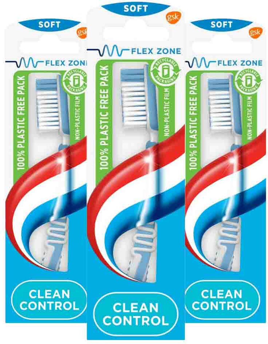 Goedkoopste 3x Aquafresh Tandenborstel Clean Control Soft