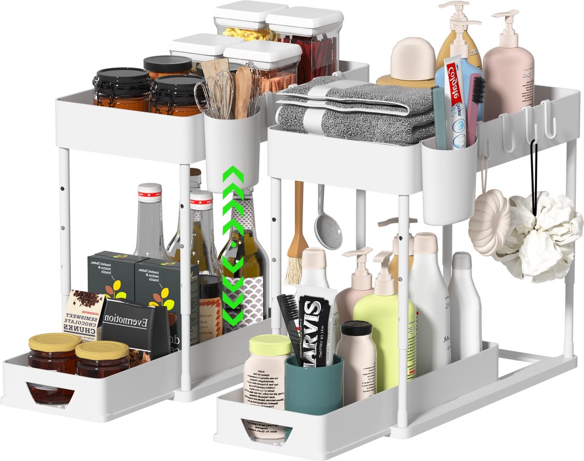 JGS ® Praktische en Stijlvolle Keuken- en Badkamerorganizer met Veelzijdige Opbergmogelijkheden