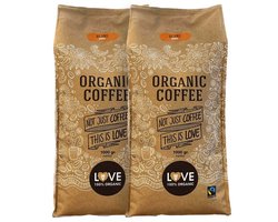 Love Koffie - Koffiebonen - Compatibel met Koffiezetapparaten, Espressomachines en Koffiemolens - 100% Biologische Koffie - Donkere Branding - 2x1 KG