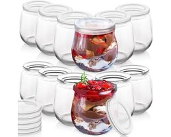 Yoghurtpot en Dessert met Deksel 300 ml 12 stuks - Oats Potje - Dessertpot - Yoghurtbeker - Yoghurt en Muesli Beker - Lunchpot - Saladebeker - Salad