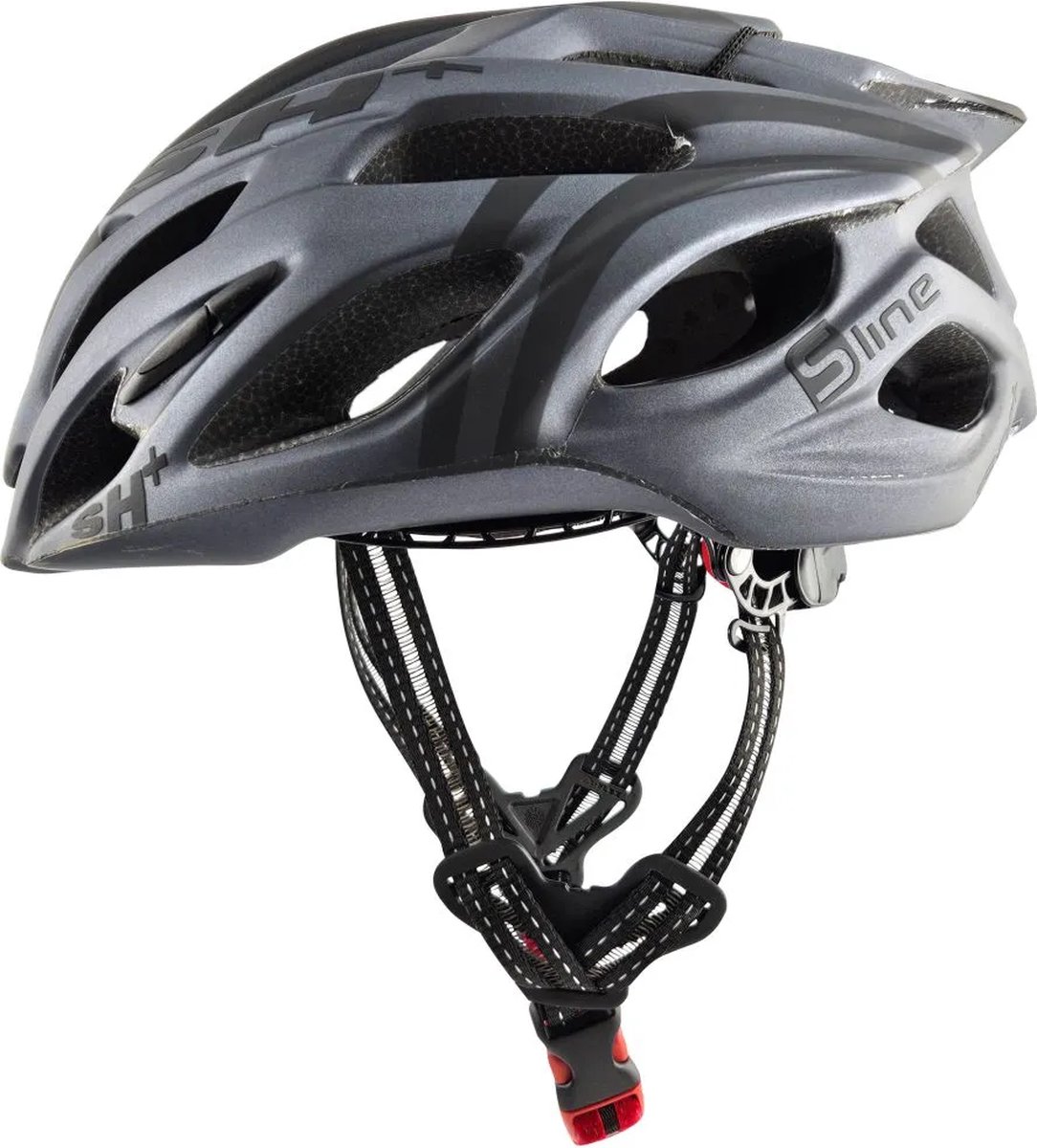SH+ Fietshelm - SHABLI S-LINE - Unisex - Lichtgewicht 230 gram - 20 Ventilatiegaten - Gemaakt in Italië - Voor een hoofdomtrek van 55 tot en met 60 CM - Zwart Grijs