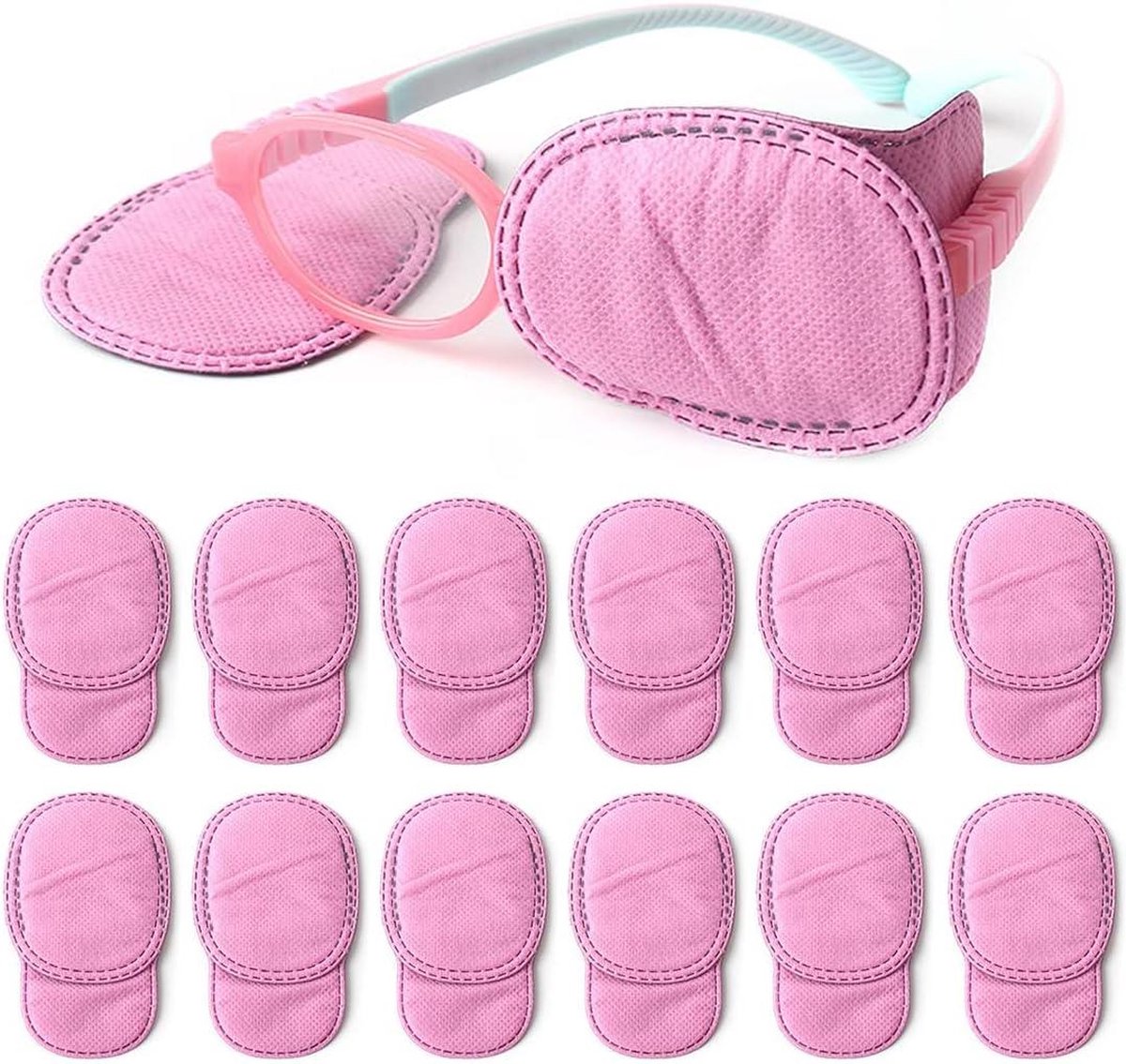Goedkoopste Herbruikbaar ooglapje om links en rechts te bedekken voor kinderen en volwassenen - roze medium - 12 stuks.