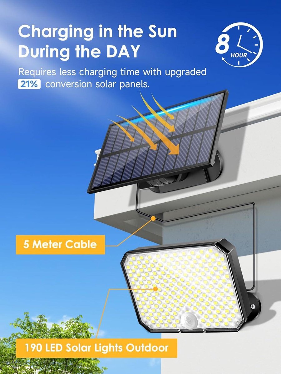 Mrs. Jones Lamp op zonne-energie voor buiten bewegingsmelder 190 leds 1500 lm zonnelamp voor buiten 3 modi + afstandsbediening verlichting voor buiten zonne-energie 2200 mAh zonnelamp voor buiten IP65 - tuinverlichting - buitenverlichting .