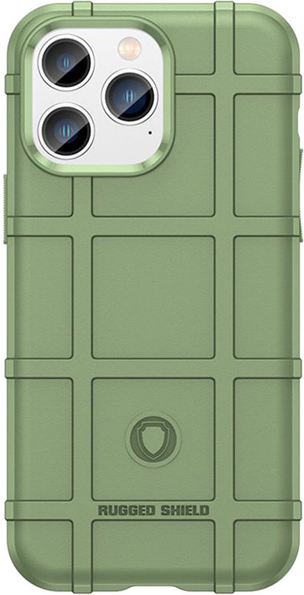 MobyDefend Hoesje - Geschikt voor iPhone 14 Pro Max - Rugged Shield TPU Backcover - Groen