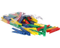 Wasknijpers - 50x stuks - felle kleurenmix - kunststof - groot formaat van 8 cm