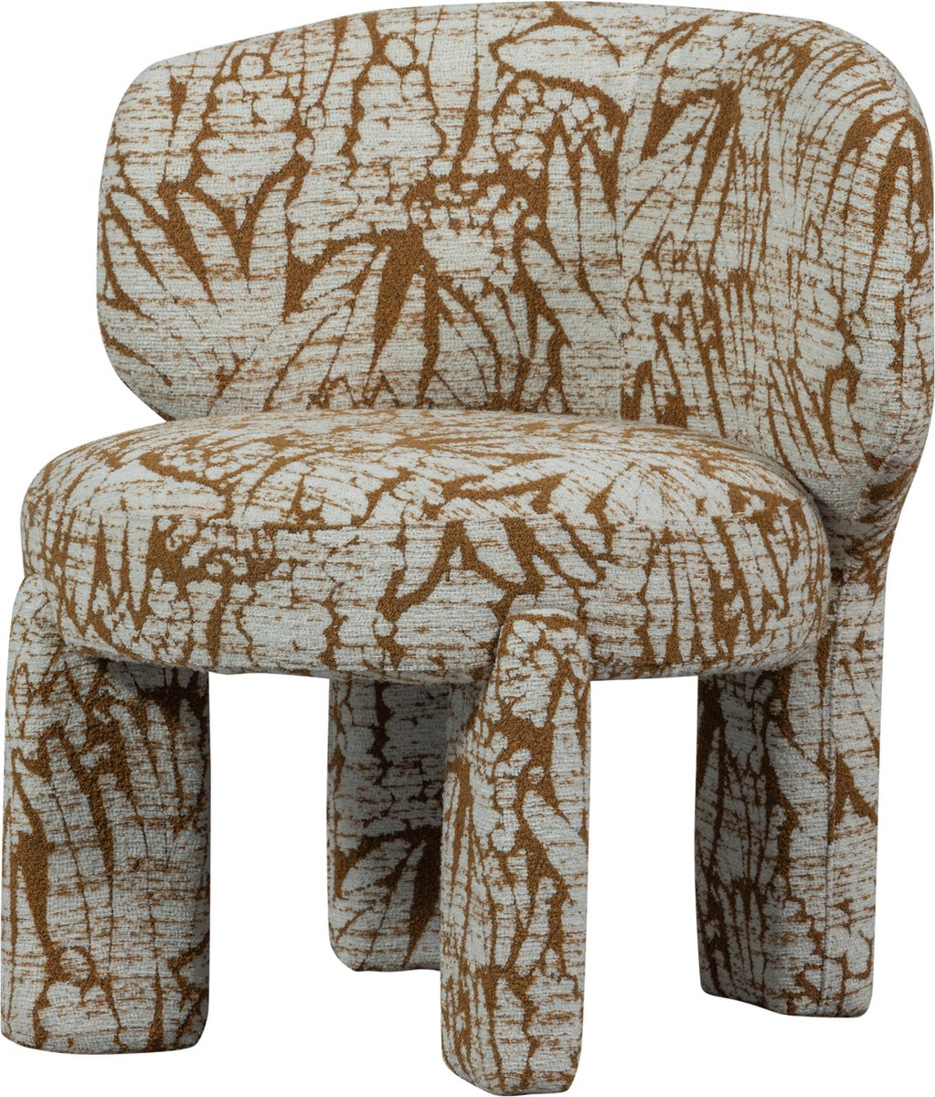 WOOOD Upke Fauteuil Met Dessin - Polyester - Naturel/Bruin - 76x75x69