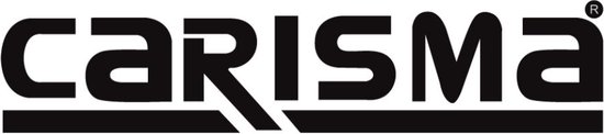 Logo van Carisma in zwart met een rode cirkel en R.