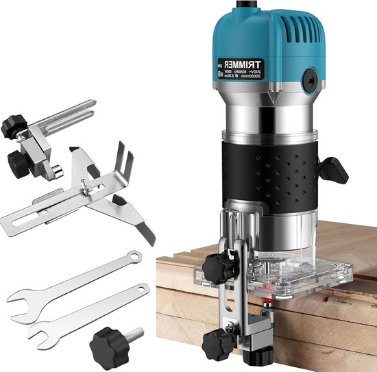 Houtfrees, bovenfrees, 800 W, 30.000 tpm, elektrische randfrees, eenhandsfrees, 6 variabele snelheden, bovenfrees, trimmer, houtfrees, rand