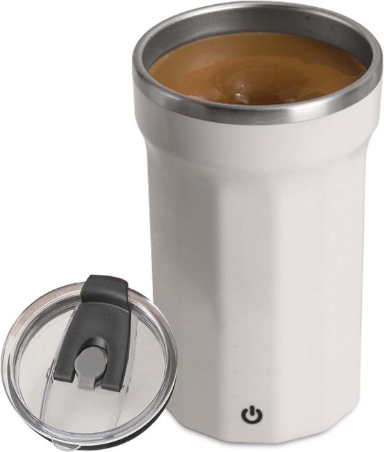 CALORPET Tasse à café rechargeable avec mélangeur automatique avec affichage de la température, tasse à café avec couvercle en acier inoxydable, convient pour le café, le lait et autres boissons (noir CALORPET Tasse à café rechargeable avec mélangeur automatique avec affichage de la température, tasse à café avec couvercle en acier inoxydable, convient pour le café, le lait et autres boissons (noir