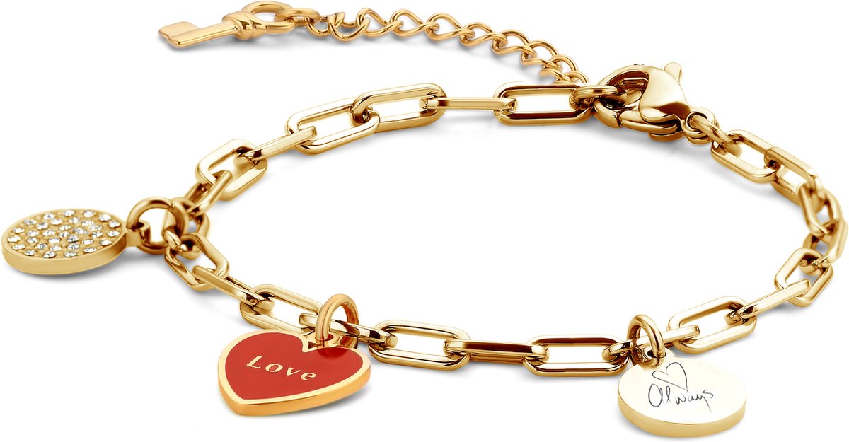 Special Moments 8KM-BL0009 Stalen armband - 16,5 + 3 CM - Love/Always - Goudkleurig