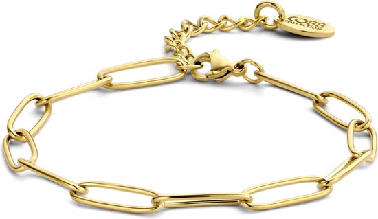 CO88 Collection 8CB 90708 Bracelet Acier Dames - Grands maillons - 16,5 + 3cm - Doré