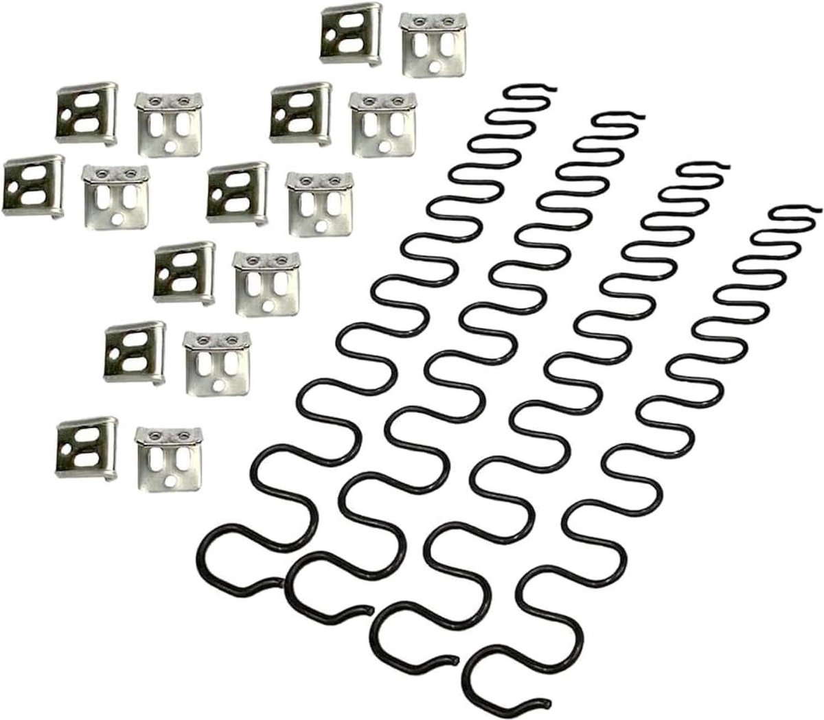 Sofa Springs Reparatieset - 4 PCS 20 Inch Spring met 16 PCS S Clips - Sofa Spring Reparatieset voor Meubels - Interieurdecoratie - Automobiel Toepassingen