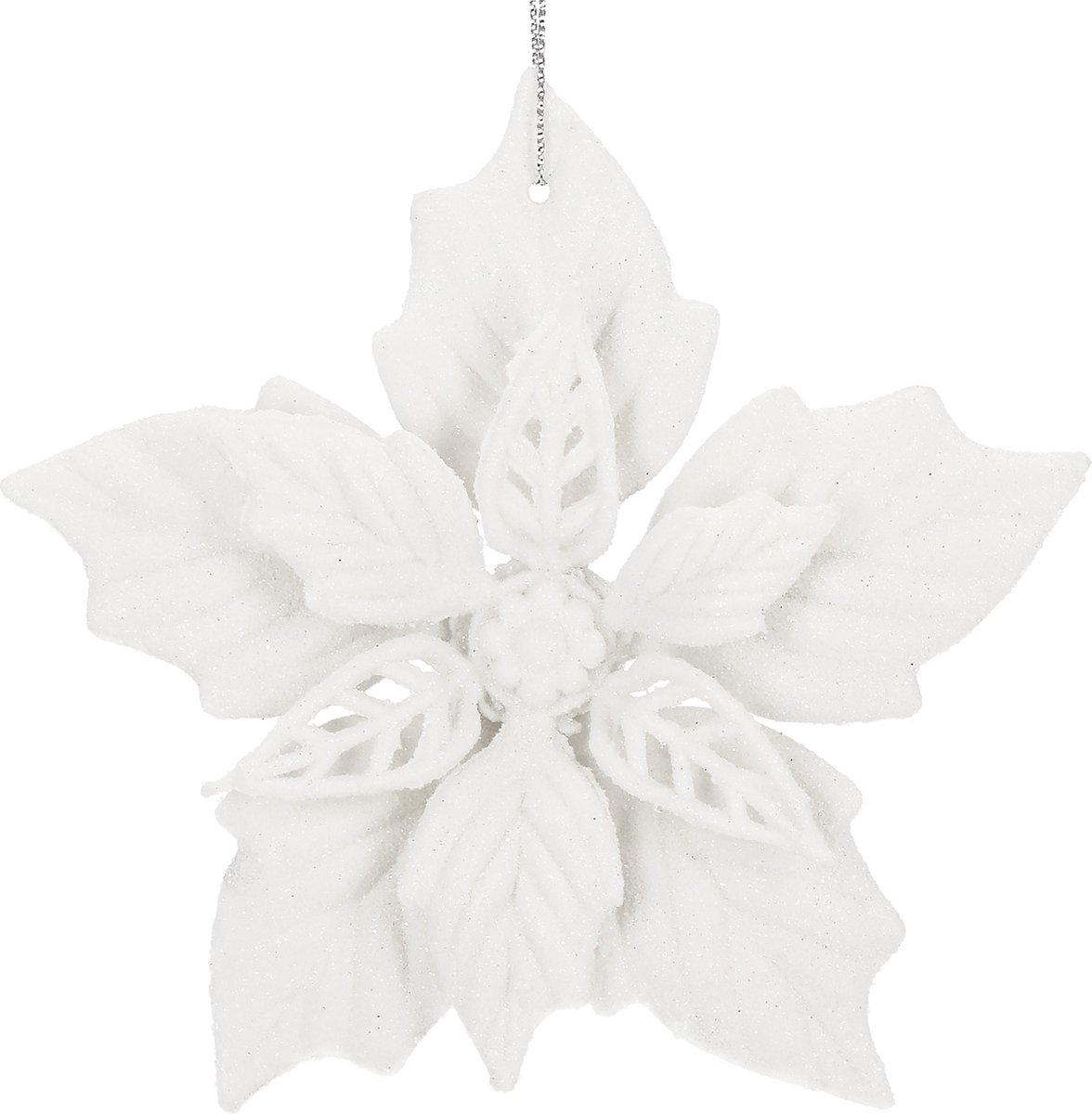 Springos Kerstboomhanger | Ster van Bethlehem | Wit Glitter | 12 Cm