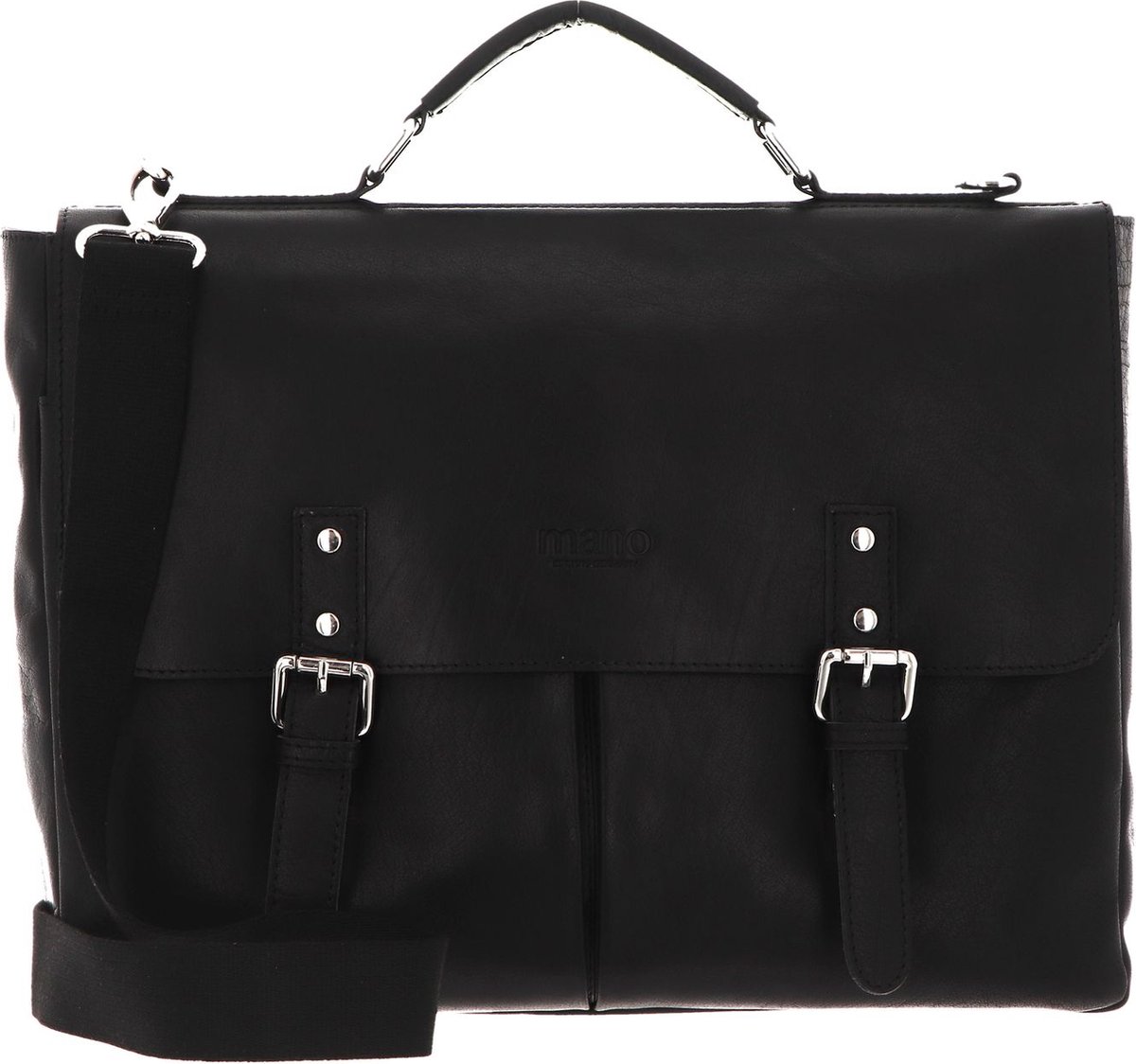mano Leren Afzonderlijke gevallen Schoudertas Don Paolo Briefcase Black Zwart