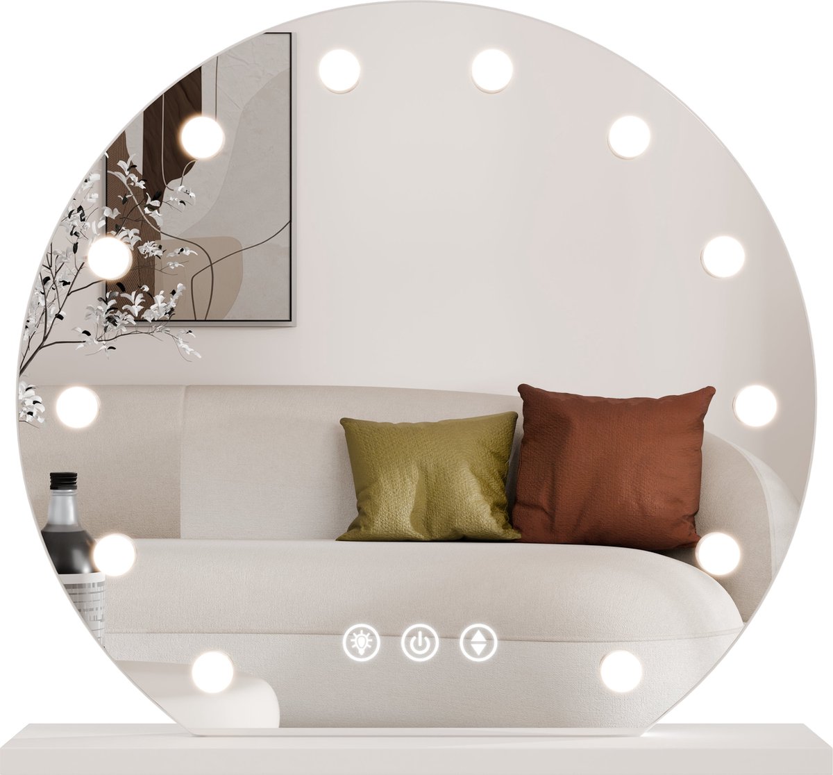 SensaHome Hollywood Spiegel met Verlichting - 3 Standen - 2700K/4500K/6400K - Vanity Mirror - Verstelbare licht - 60cm - Wit