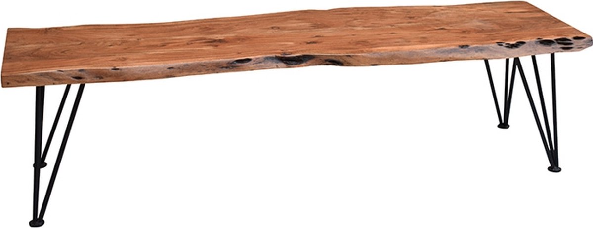 OHNO - Ewen Eetkamerbank - Houten Blad - Zwart Metalen Poten