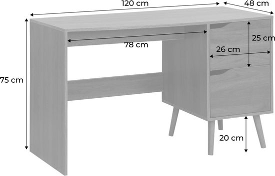 sweeek - Bureau Vintage avec 2 tiroirs en bois coloris noyer