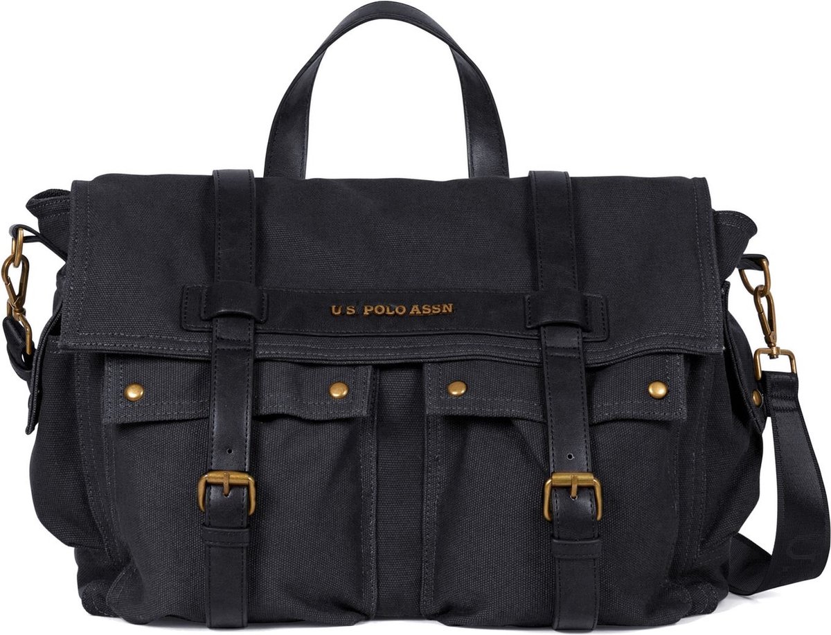 U.S. POLO ASSN. Schoudertas Business tas Lubbock Messenger Black Zwart