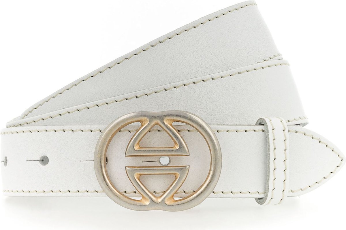 Vanzetti Leren Riem Leather Buckel Belt W95 White Wit