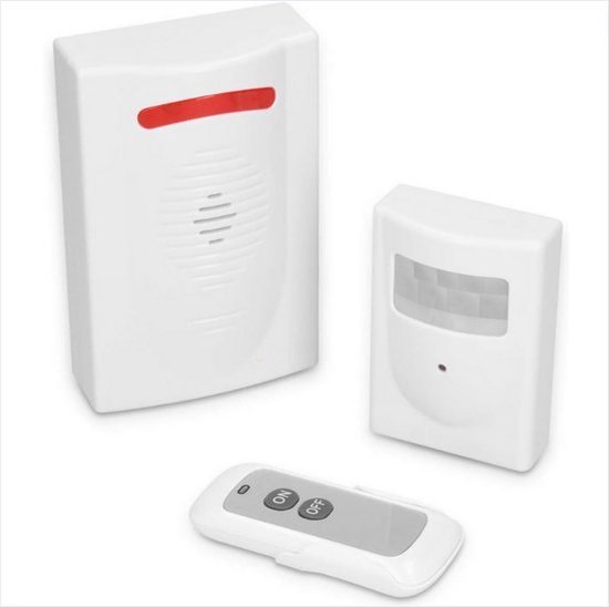 Bewegingsmelder met Alarm, Doorgangsmelder met PIR-sensor, Draadloze Winkeldeurbel, 58 Melodieën & 110 dB Alarm, Draadloos 140M (4-5M/110° Detectie) voor Winkeldeur, Huis, Kantoor, Garage, Camper