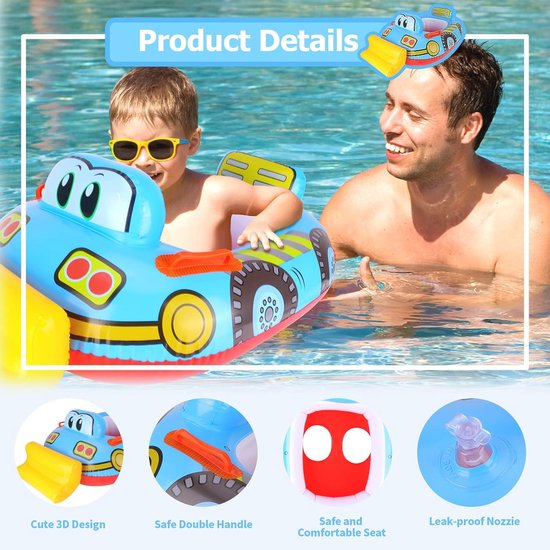 Bouée Siège Bébé Voiture Gonflable - Flotteur Piscine Pour Enfant 6 Mois à 3 Ans Avec Poignées