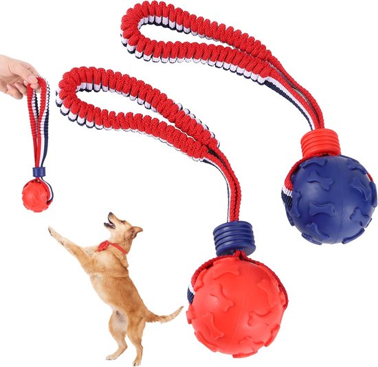 Budstfee Hondenbal, herdersbal voor honden, 45,7 cm, PVC hondenbal met ritssluiting en handvat riem en polyester hoes, krasbestendige interactieve hondenbal voor training, bal voor honden