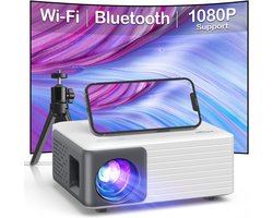 Mini WIFI Bluetooth Projector Full HD 1080P - Geschikt voor Home Theater, PC, Tablet, Fire Stick, iOS en Android