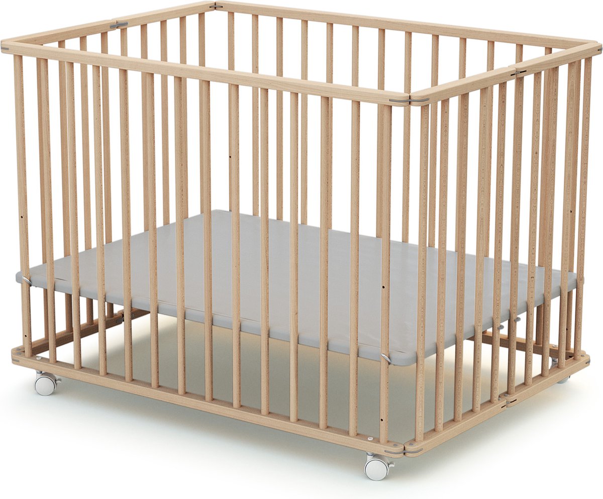 WEBABY Houten opvouwbare kinderbox CALI Beuken onbewerkt 70 x 100 cm – foto 2