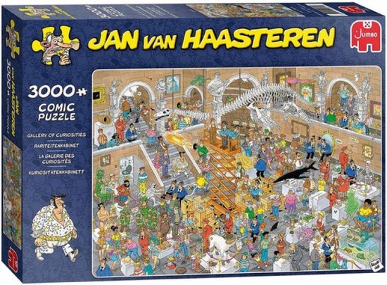 Jan van Haasteren 'Gallery of Curiosities' 3000 stukjes puzzeldoos met een komische illustratie van een museum vol bezoekers.
