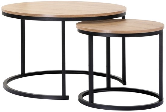 CALICOSY - Set de 2 tables basses rondes gigognes - L70 cm