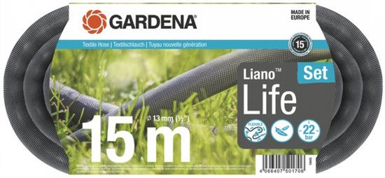 GARDENA Liano™ Life Textielslangset 15 m - Zwart - 1/2 inch - 1 stuk(s) - 18445-20