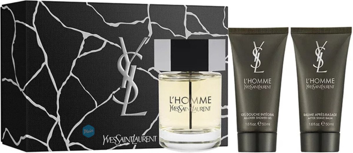Goedkoopste Yves Saint Laurent L'Homme Giftset - 100 ml eau de toilette spray 50 ml showergel 50 ml aftershave balm - cadeauset voor heren
