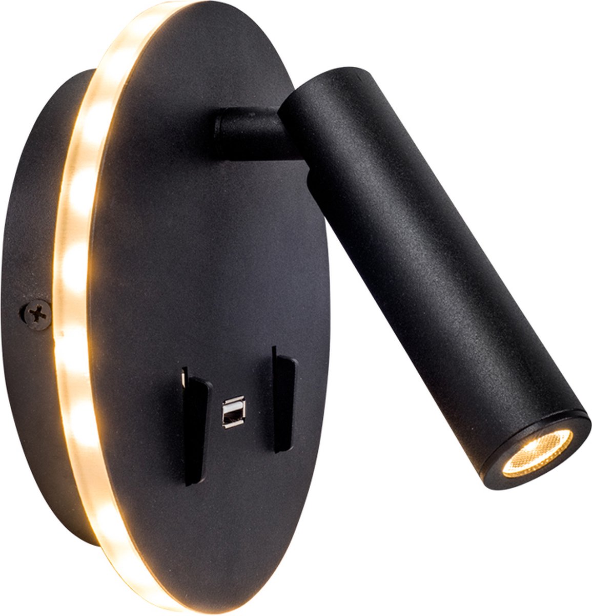 Olucia - ALEC - Wandlamp - Zwart - Vorm: Rond