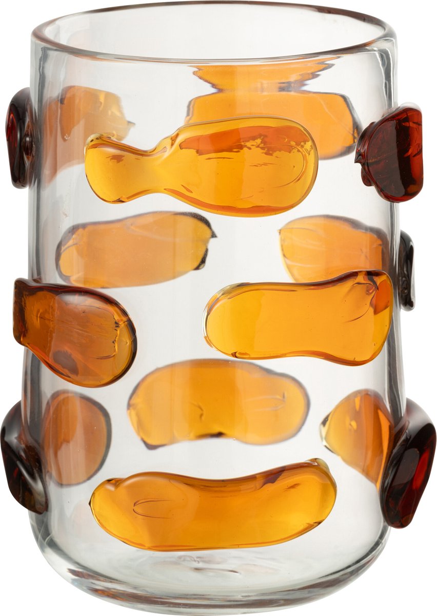 J-Line vaas Pebbles - glas - amber/transparant - small - Ø 17 cm Multi