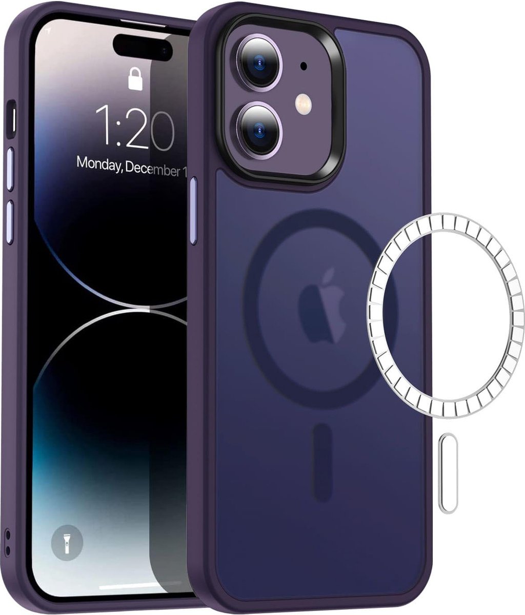 Casify Matte Hoesje geschikt voor MagSafe iPhone 12/12 Pro Hoesje - Mat Donkerpaars