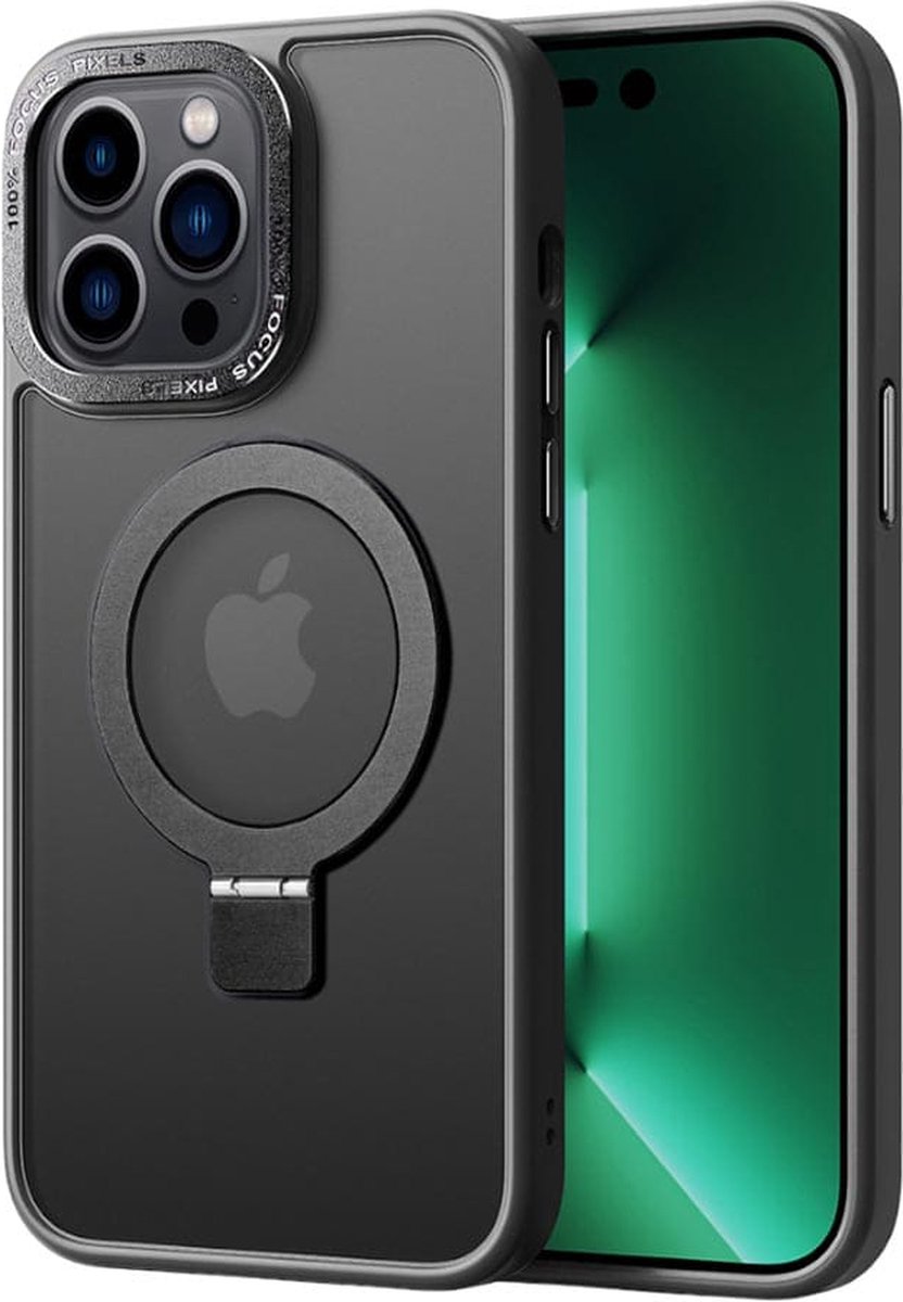 Casify Kickstand Hoesje geschikt voor MagSafe iPhone 14 Pro Max Hoesje - Mat Zwart