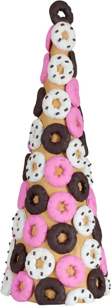 Tafeldecoratie Peperkoekjes Kerstboom met donuts - 31 cm