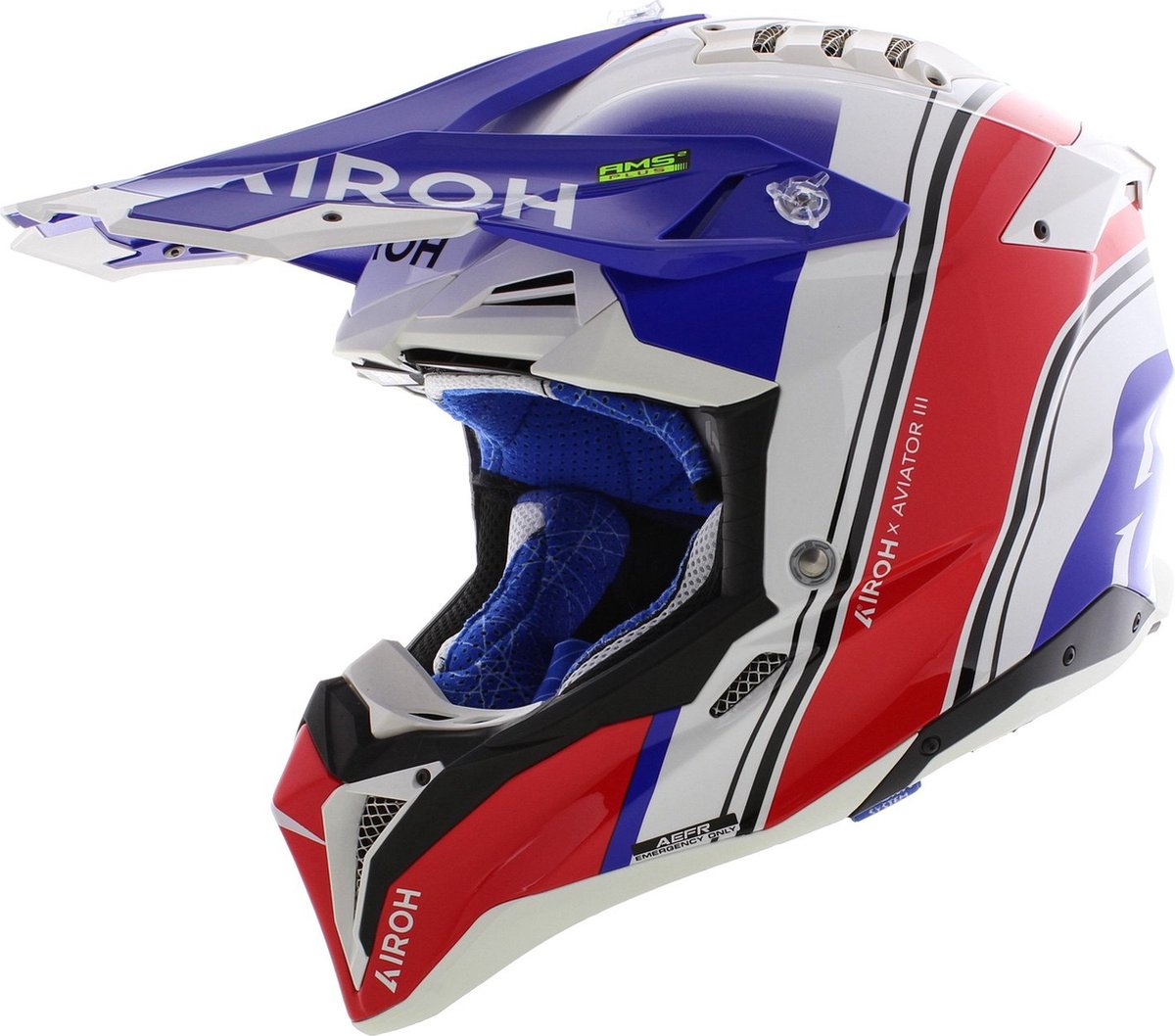 Airoh Helm Aviator 3 AMS² Hima glans blauw wit rood