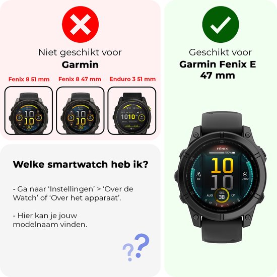 Screenprotector Geschikt voor Garmin Fenix E (47 mm) Screenprotector Glas Gehard Screen Cover - Screen Protector Geschikt voor Garmin Fenix E Screenprotector Tempered Glass - 2 PACK