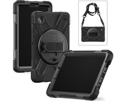 Xccess Tablethoes geschikt voor Apple iPad Mini 7 (2024) Hardcase Backcover | Xccess Survivor All-round + Schouderband | Schokbestendig iPad Mini 7 (2024) Telefoonhoesje | Anti Shock Proof + Standaard - Zwart
