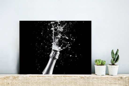 Tableau aluminium 40x30 cm - Décoration murale métal - Champagne - Zwart - Eclaboussures - Popping - Décoration murale métal salon - Décoration industrielle - Photo sur dibond - Accessoires industriels chambre