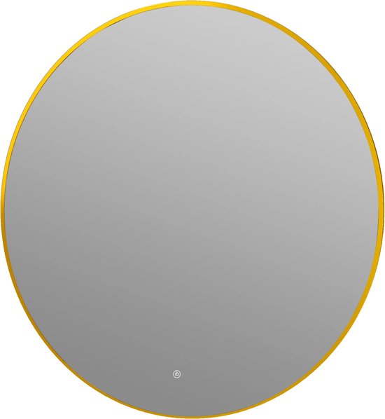 Miroir de salle de bain rond Mauri or mat avec chauffage, éclairage LED et capteur tactile 60x60cm
