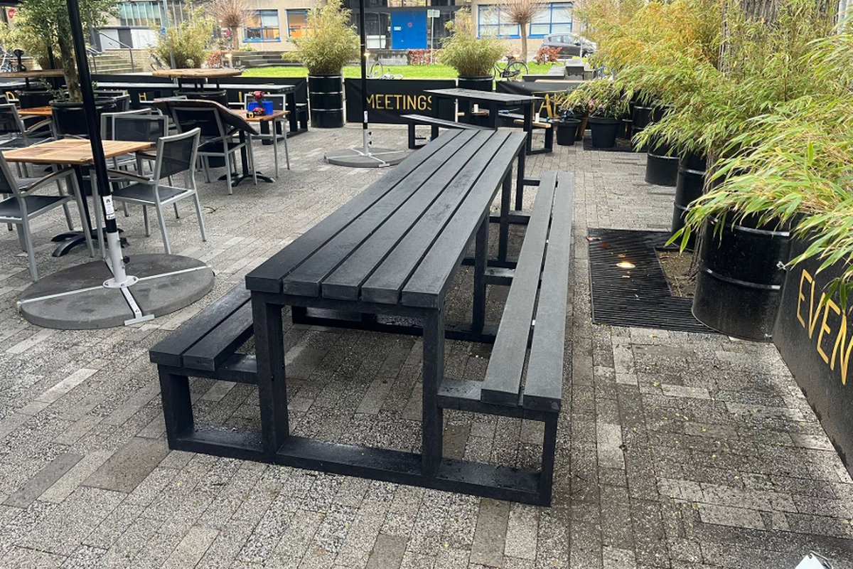 Rockwood® Picknicktafel Beuk - Zwaar Kunststof - Mineral Grey 3.00m Naturel