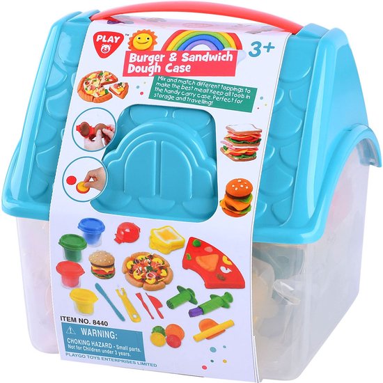 Play kleiset hamburger sandwich opbergdoos 4 kleuren boetseerklei.