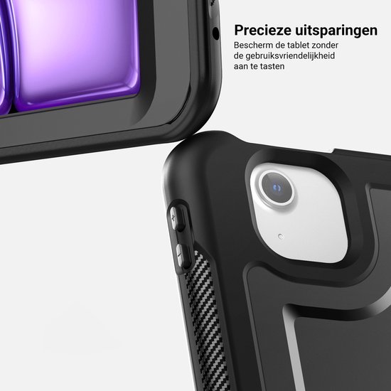 Étui Turtle Shift Perfect Grip iPad Air 6 M2 avec protection d'écran - 13 pouces (2024) - Noir