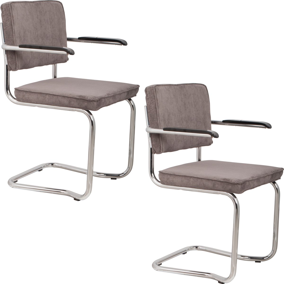 Ridge Kink Rib Eetkamerstoelen Armleuning Grijs - Set van 2