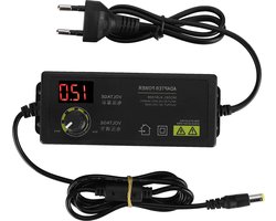 Allecto Plus - Dimbare Power adapter 60W, instelbare 3V-12V 5A AC DC adapter met LCD-monitor en voeding voor motor,router, spelcomputer en camera 100-240V