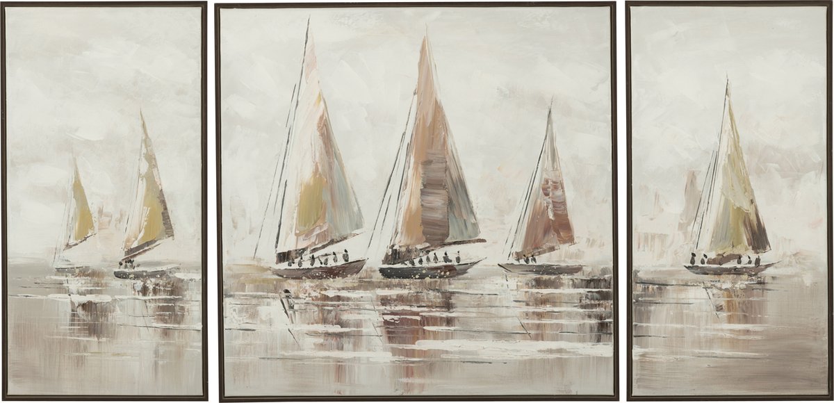 J-Line schilderij Hog - canvas - mix - set van 3 Multi