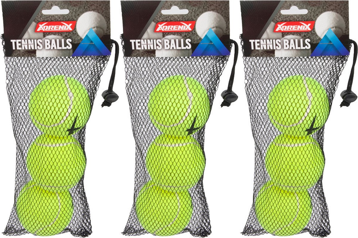 ADRENIX Tennisballen - 9x - hersluitbaar net - geel/groen - speelgoed
